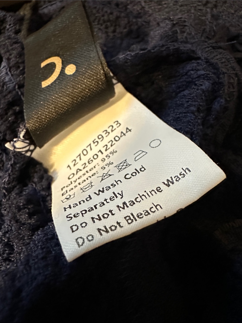 New with Tag! Commense One-Shoulder Navy Textured Top with Gold Accent Sz L - Picture 8 of 9